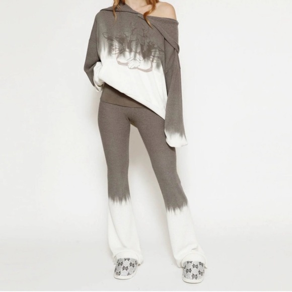 Boys Lie Pants - Boys Lie Silver Lining Thermal fold over legging Pants ★ Gray Dip Dye large